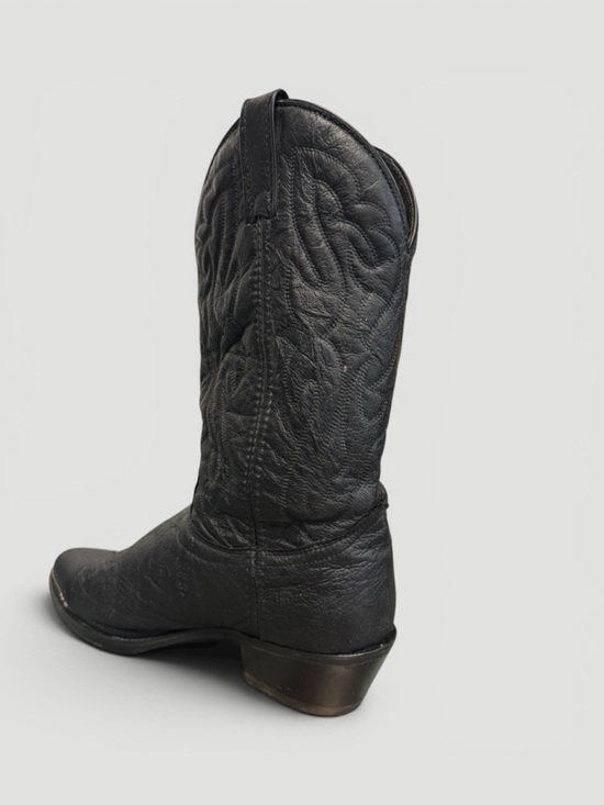 Laredo Black Leather Western Cowboy Boots Sterling Silver Tip Size 10D main image 7